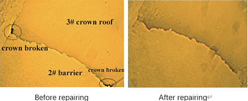 glass furnace crown repairing